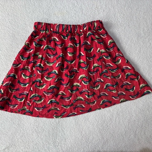 Cooperative Urban Outfitters A-line Skirt Birds Pockets Size Small Red - Picture 3 of 7